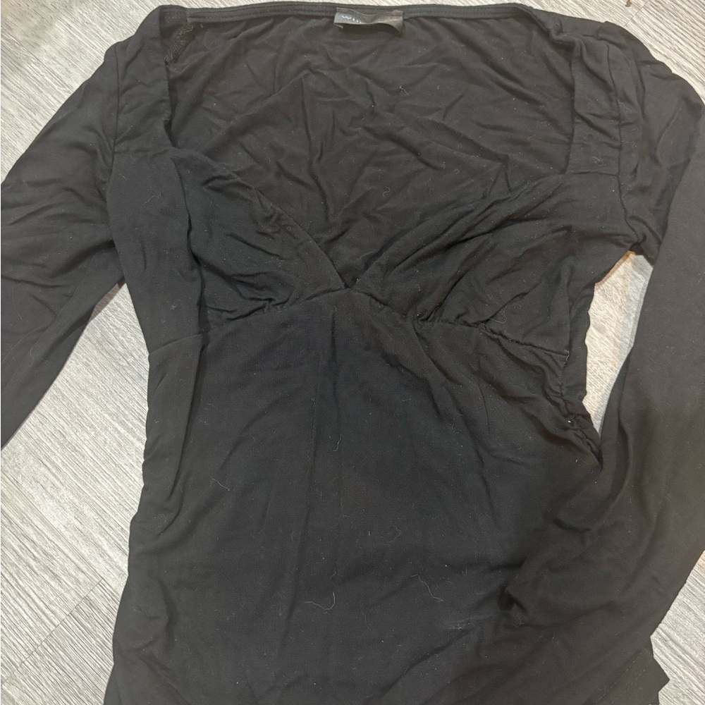 white fox black long sleeve top